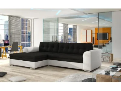 NABBI Caltanis L rohová sedačka s rozkladom čierna / biela