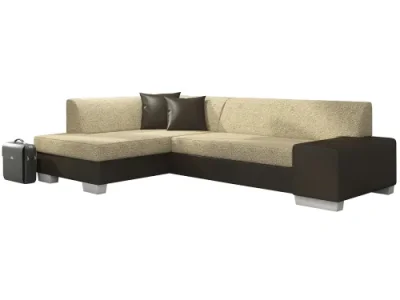 Detail produktu NABBI Ferol L rohová sedačka s rozkladom a úložným priestorom cappuccino / tmavohnedá