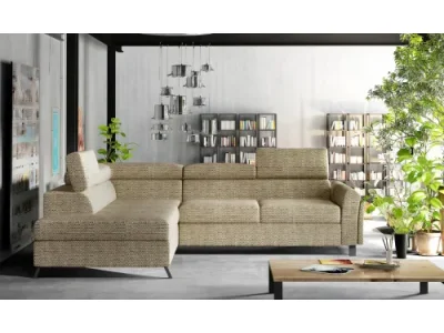 NABBI Korense L rohová sedačka s rozkladom a úložným priestorom cappuccino