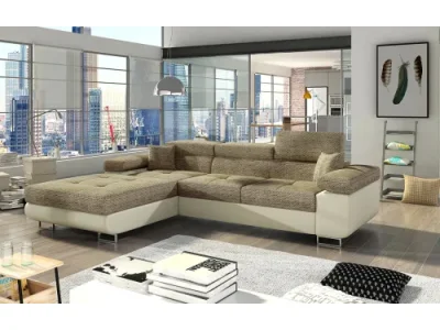 NABBI Alkazar L rohová sedačka s rozkladom a úložným priestorom cappuccino / béžová