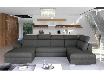 NABBI Ermo U P rohová sedačka u s rozkladom a úložným priestorom tmavosivá