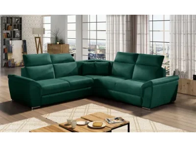 NABBI Feraro L/P rohová sedačka s rozkladom a úložným priestorom tmavozelená