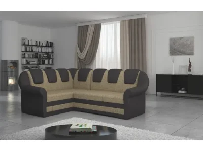 NABBI Latino II L rohová sedačka s rozkladom a úložným priestorom cappuccino / tmavohnedá