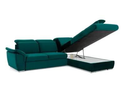 Detail produktu NABBI Leren L rohová sedačka s rozkladom a úložným priestorom čierna (Velvet Mat 99)