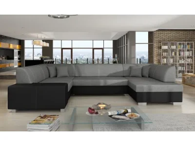 NABBI Halvega L rohová sedačka u s rozkladom a úložným priestorom sivá (Sawana 05) / čierna (Soft 11)