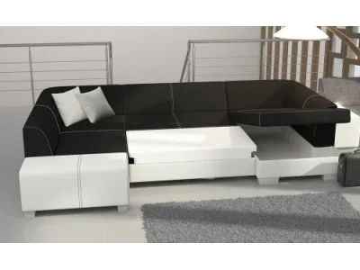 Detail produktu NABBI Halvega L rohová sedačka u s rozkladom a úložným priestorom sivá (Sawana 05) / čierna (Soft 11)