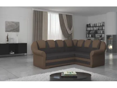 NABBI Latino II P rohová sedačka s rozkladom a úložným priestorom tmavohnedá / hnedá