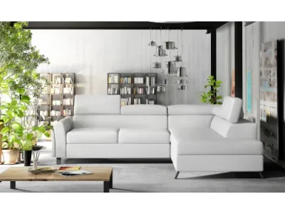 NABBI Korense P rohová sedačka s rozkladom a úložným priestorom biela