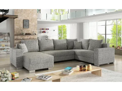 NABBI Mariano P rohová sedačka u s rozkladom a úložným priestorom sivá (Berlin 01)