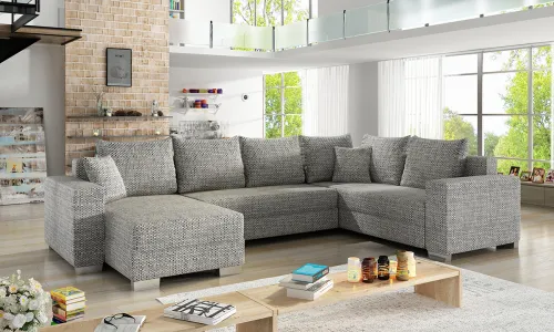 NABBI Mariano P rohová sedačka u s rozkladom a úložným priestorom sivá (Berlin 01)