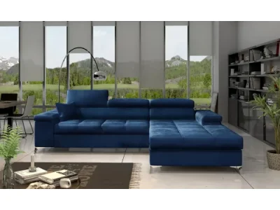 NABBI Rosino P rohová sedačka s rozkladom a úložným priestorom tmavomodrá