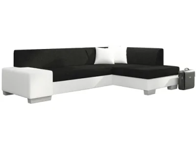 Detail produktu NABBI Ferol P rohová sedačka s rozkladom a úložným priestorom čierna (Sawana 14) / biela (Soft 17)