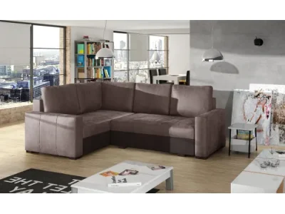 NABBI Castelo L rohová sedačka s rozkladom a úložným priestorom hnedá / tmavohnedá