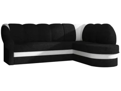 Detail produktu NABBI Belluno P rohová sedačka s rozkladom a úložným priestorom čierna (Sawana 14) / biela (Soft 17)