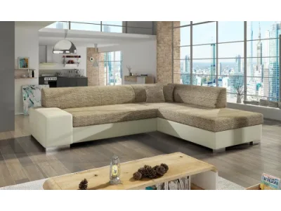 NABBI Pinero P rohová sedačka s rozkladom a úložným priestorom cappuccino / béžová