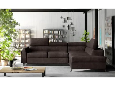 Detail produktu NABBI Korense P rohová sedačka s rozkladom a úložným priestorom tmavohnedá (Dora 28)