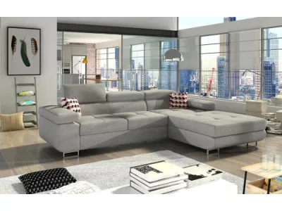 Detail produktu NABBI Alkazar P rohová sedačka s rozkladom a úložným priestorom svetlosivá (Gusto 88) / vzor (Zigzak 60)