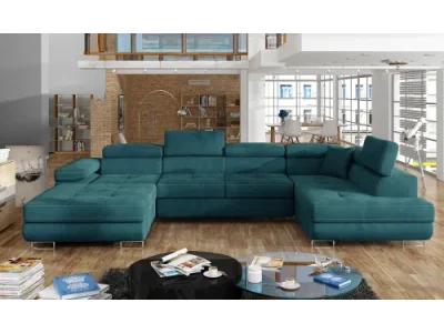 NABBI Rossano U P rohová sedačka u s rozkladom tyrkysová