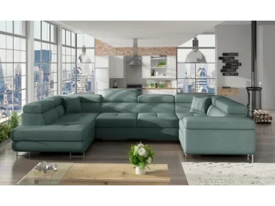 NABBI Licaro U P rohová sedačka u s rozkladom a úložným priestorom mentolová