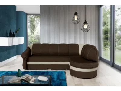 Detail produktu NABBI Belluno P rohová sedačka s rozkladom a úložným priestorom hnedá / béžová