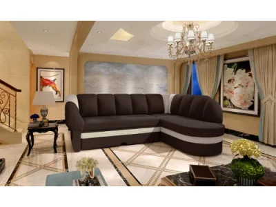 NABBI Belluno P rohová sedačka s rozkladom a úložným priestorom hnedá / béžová