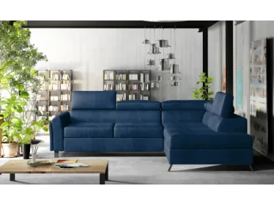 NABBI Korense P rohová sedačka s rozkladom a úložným priestorom tmavomodrá