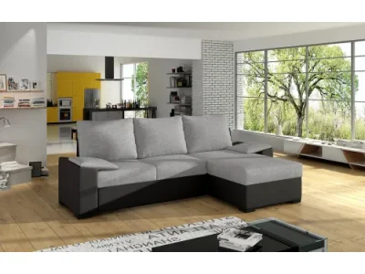 NABBI Linzo L/P rohová sedačka s rozkladom a úložným priestorom svetlosivá / čierna