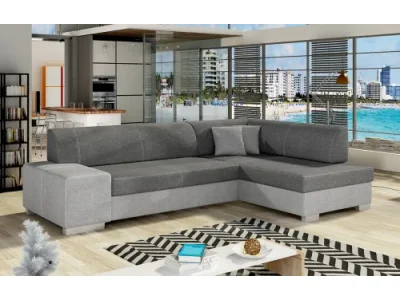 NABBI Ferol P rohová sedačka s rozkladom a úložným priestorom sivá / svetlosivá