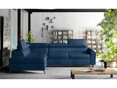 NABBI Korense L rohová sedačka s rozkladom a úložným priestorom tmavomodrá