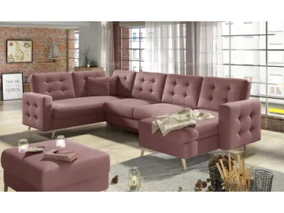 NABBI Aveza U L/P rohová sedačka u s rozkladom ružová (Velvet Mat 63)