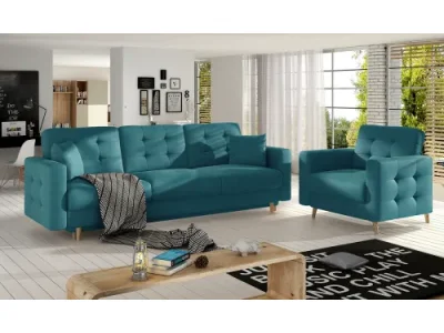 NABBI Aveza 3+1 rozkladacia sedacia súprava tyrkysová (Velvet Mat 75)