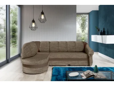 NABBI Belluno L rohová sedačka s rozkladom a úložným priestorom cappuccino / hnedá