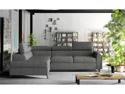 NABBI Korense L rohová sedačka s rozkladom a úložným priestorom tmavosivá (Inari 96)