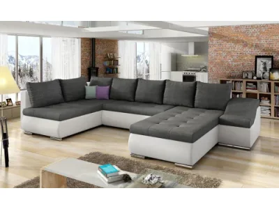 Detail produktu NABBI Grosseto L rohová sedačka u s rozkladom a úložným priestorom sivá (Sawana 05) / biela (Soft 17)