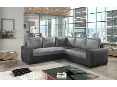 NABBI Calabria L/P rohová sedačka s rozkladom a úložným priestorom svetlosivá / čierna