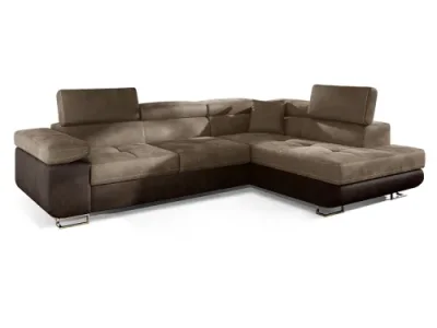 Detail produktu NABBI Almero P rohová sedačka s rozkladom a úložným priestorom hnedá / tmavohnedá