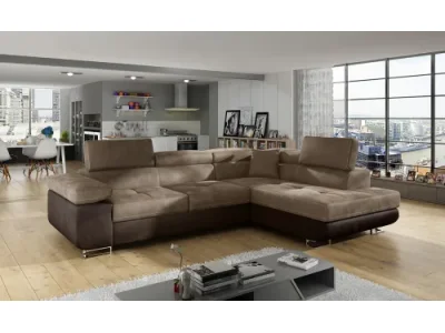 Detail produktu NABBI Almero P rohová sedačka s rozkladom a úložným priestorom hnedá / tmavohnedá