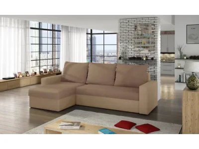 NABBI Lucca L/P rohová sedačka s rozkladom a úložným priestorom svetlohnedá / béžová