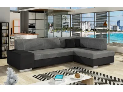 NABBI Ferol P rohová sedačka s rozkladom a úložným priestorom sivá (Sawana 05) / čierna (Soft 11)