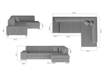 Detail produktu NABBI Ferol P rohová sedačka s rozkladom a úložným priestorom sivá (Sawana 05) / čierna (Soft 11)