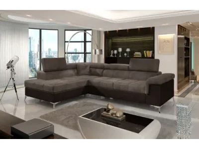 NABBI Enna L rohová sedačka s rozkladom a úložným priestorom hnedá / tmavohnedá