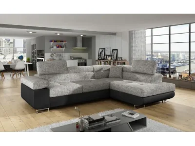 NABBI Almero P rohová sedačka s rozkladom a úložným priestorom sivá / čierna