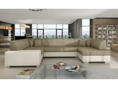 NABBI Halvega L rohová sedačka u s rozkladom a úložným priestorom cappuccino / béžová