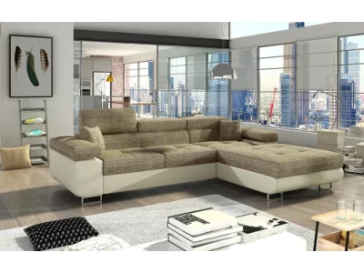 NABBI Alkazar P rohová sedačka s rozkladom a úložným priestorom cappuccino / béžová