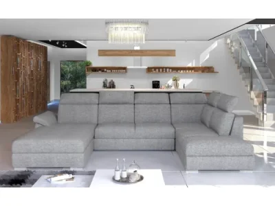 NABBI Ermo U P rohová sedačka u s rozkladom a úložným priestorom svetlosivá (Sawana 21)