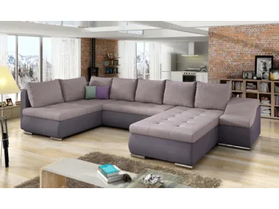 NABBI Grosseto L rohová sedačka u s rozkladom a úložným priestorom ružová / fialová