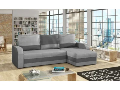 NABBI Ginzo L/P rohová sedačka s rozkladom a úložným priestorom svetlosivá / tmavosivá