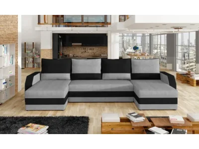 NABBI Murino L/P rohová sedačka u s rozkladom a úložným priestorom svetlosivá / čierna