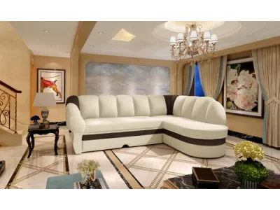 Detail produktu NABBI Belluno P rohová sedačka s rozkladom a úložným priestorom béžová / tmavohnedá