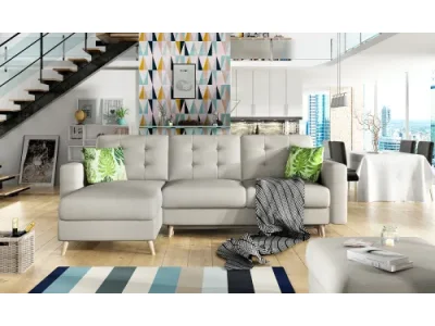 NABBI Aveza L/P rohová sedačka s rozkladom a úložným priestorom svetlohnedá / vzor